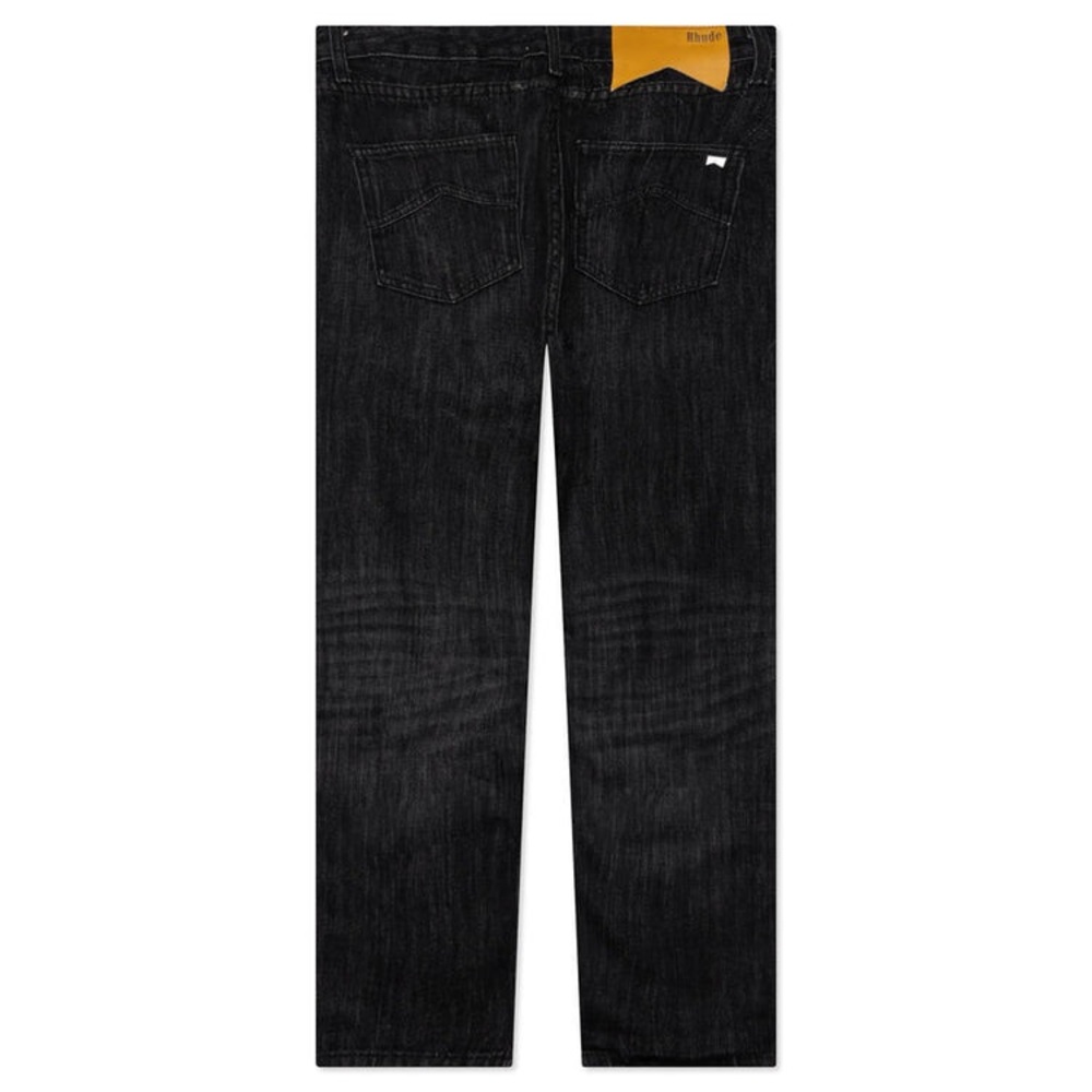 RHUDE Classic Denim Black Jeans Logo Men’s Size 34 Stretch Cotton Classic Fit